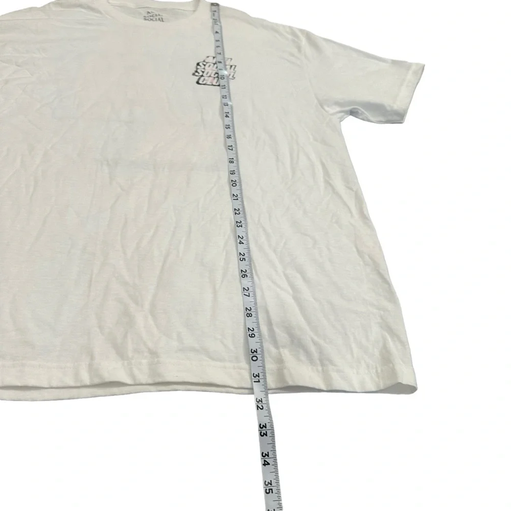 Anti Social Social Club T-shirt Mens Size XL White Short Sleeve Pink Plaid - Picture 9 of 9